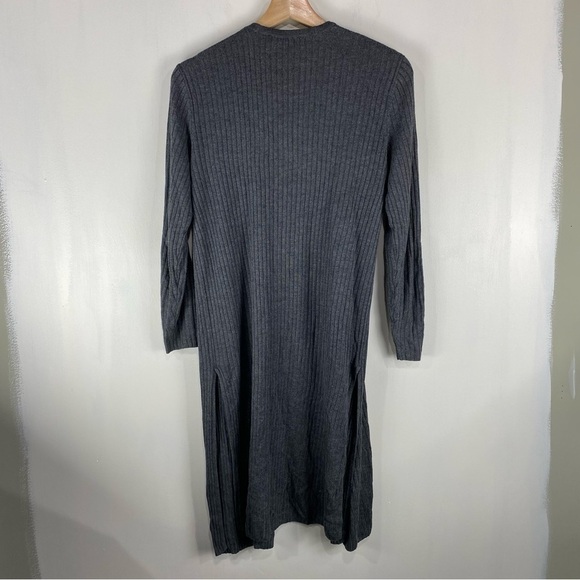 INC‎ Ribbed Slit Longline Long Sleeve Duster Sweater Cardigan Gray Size Small - Picture 5 of 5